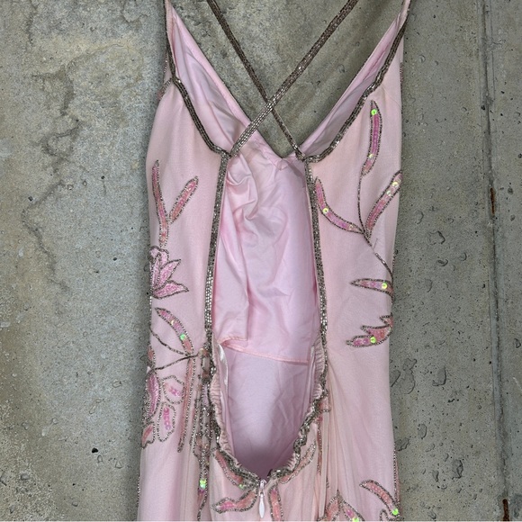 Vintage Sean collection, baby doll, pink rhinestone spaghetti strap prom dress - Picture 6 of 14